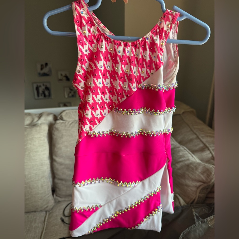 CUSTOM COSTUME-Pink and White hounds tooth blinged!